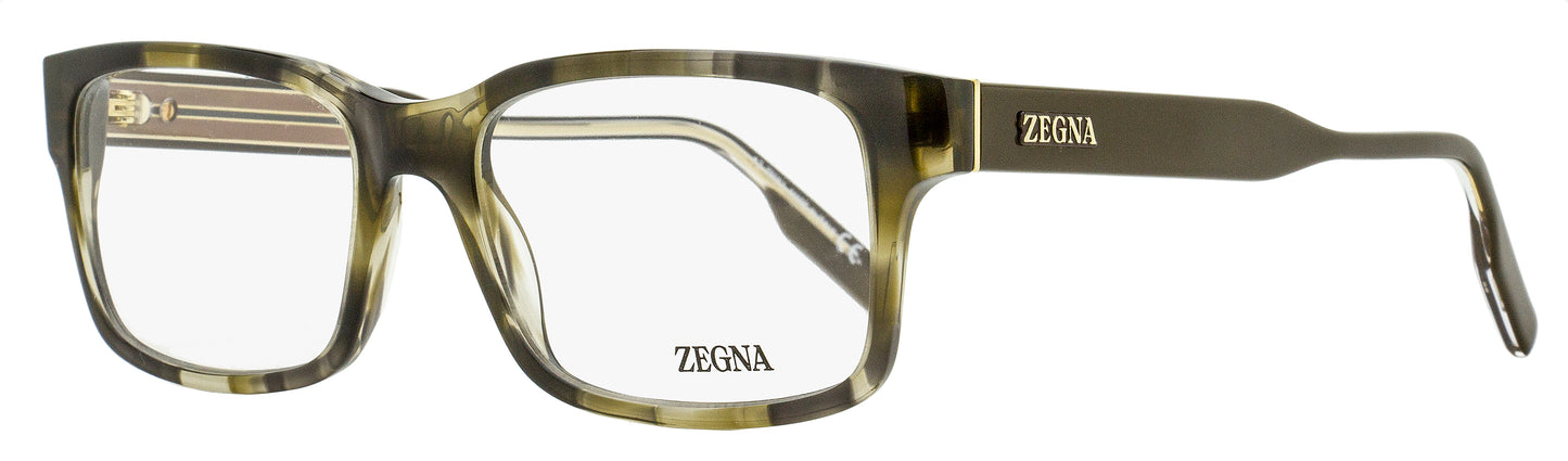 Zegna Soft Rectangular Eyeglasses EZ5254 098 Green Havana 54mm