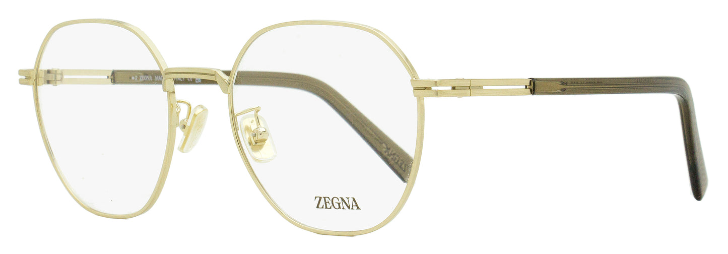 Zegna Geometric Round Eyeglasses EZ5270-H 032 Pale Gold 53mm