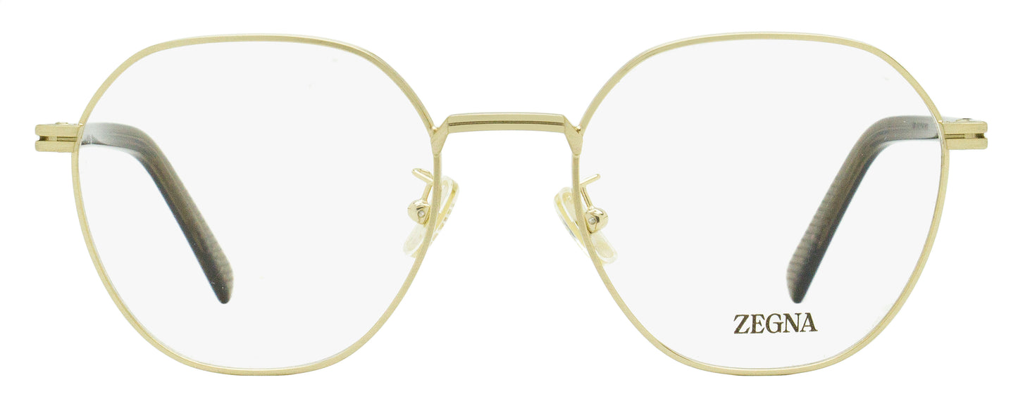 Zegna Geometric Round Eyeglasses EZ5270-H 032 Pale Gold 53mm
