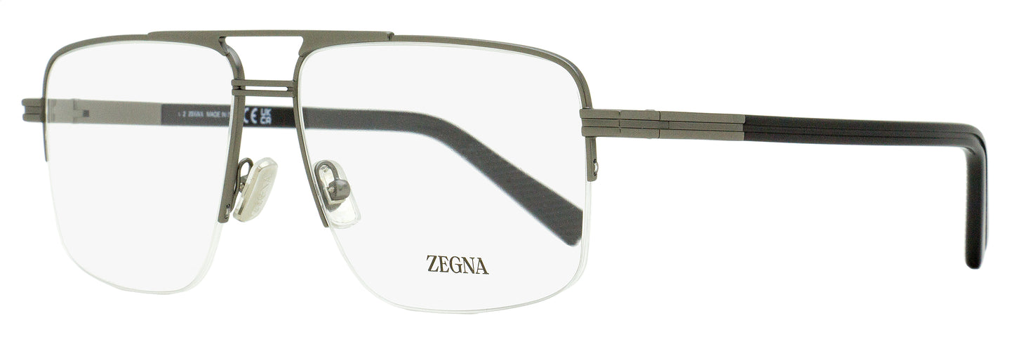 Zegna Rectangular Pilot Eyeglasses EZ5274 009 Matte Gunmetal 59mm