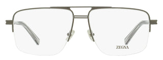Zegna Rectangular Pilot Eyeglasses EZ5274 013 Dark Ruthenium 59mm