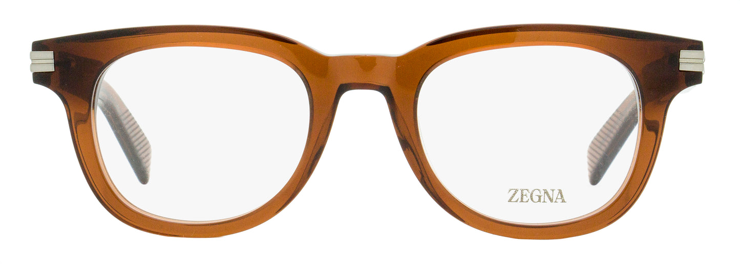 Zegna Thick Oval Eyeglasses EZ5279 045 Transparent Brown 48mm