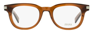 Zegna Thick Oval Eyeglasses EZ5279 045 Transparent Brown 48mm