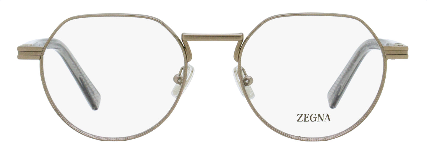 Zegna Rounded Geometric Eyeglasses EZ5286 015 Matte Ruthenium/Gray 51mm