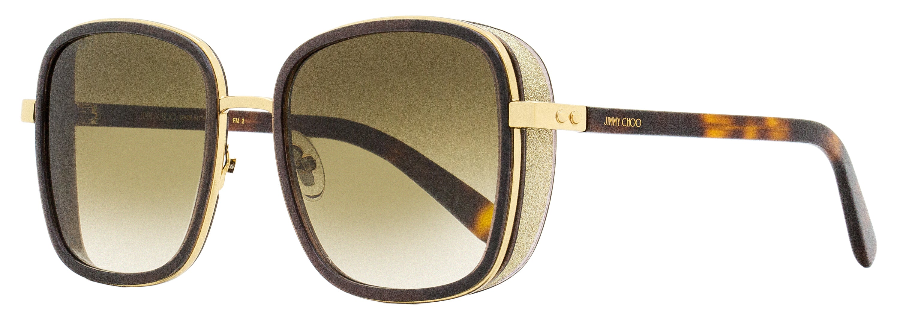 Jimmy Choo Square Elva Sunglasses FG4HA Brown Gold 54mm Stepani Style