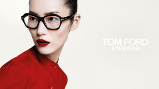 Female model wearing Tom Ford eyeglasses from the Tom Ford Eyewear collection