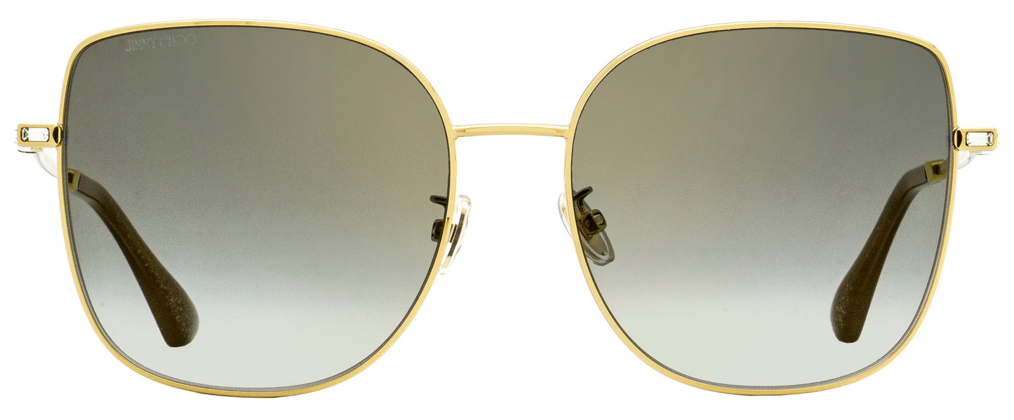 Jimmy Choo Square Sunglasses Fanny/G/SK J5GFQ Gold/Gray Glitter 59mm