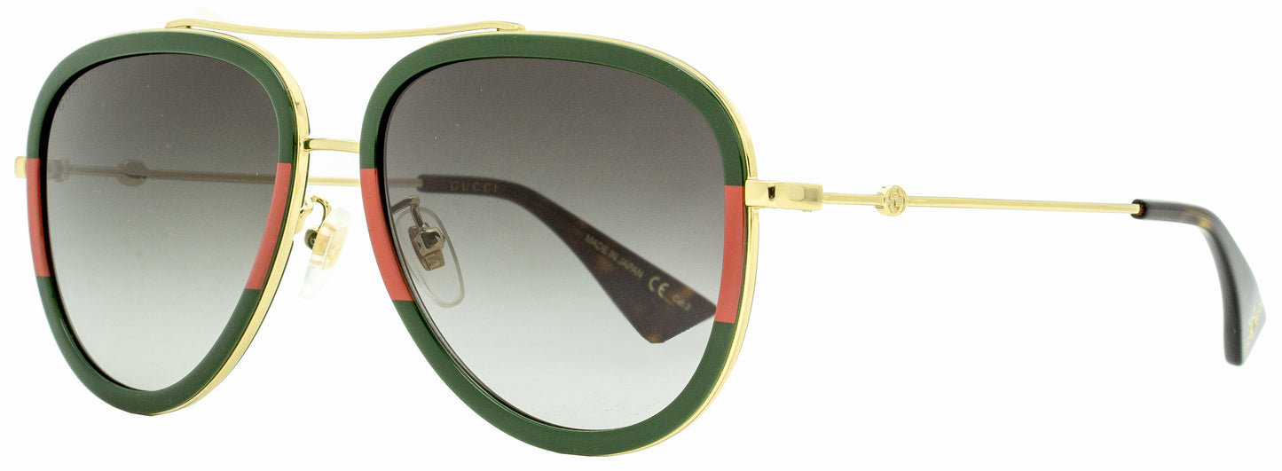 Gucci Pilot Sunglasses GG0062S 003 Gold/Green/Red 57mm 0062