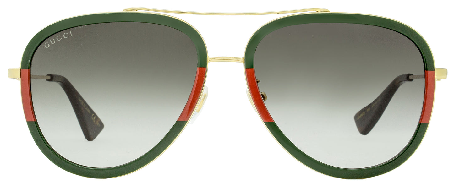 Gucci Pilot Sunglasses GG0062S 003 Gold/Green/Red 57mm 0062