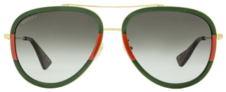 Gucci Pilot Sunglasses GG0062S 003 Gold/Green/Red 57mm 0062