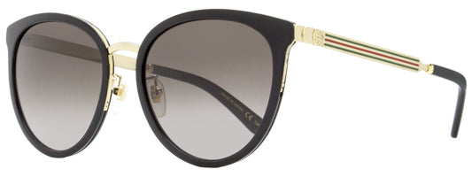 Gucci Oval Sunglasses GG0077SK 001 Black/Gold 56mm 77