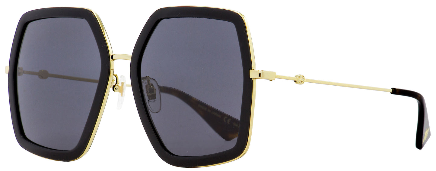 Gucci Square Sunglasses GG0106S 001 Black/Gold/Havana 56mm 0106