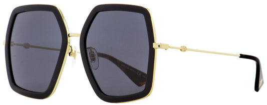 Gucci Square Sunglasses GG0106S 001 Black/Gold/Havana 56mm 0106