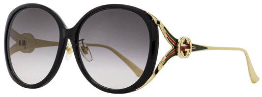 Gucci Oval Sunglasses GG0226SK 001 Black/Gold 60mm 0226