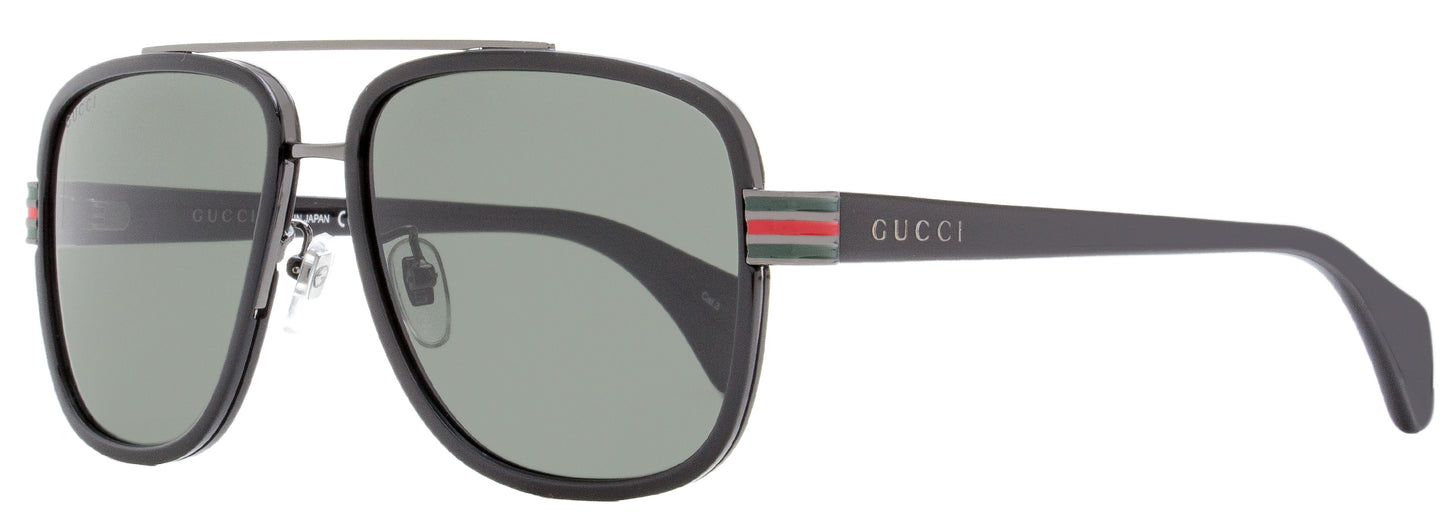 Gucci Navigator Sunglasses GG0448S 001 Black/Gunmetal 58mm 448