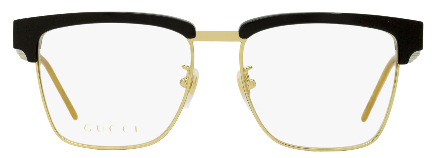 Gucci Rectangular Eyeglasses GG0605O 001 Gold/Black 52mm 605