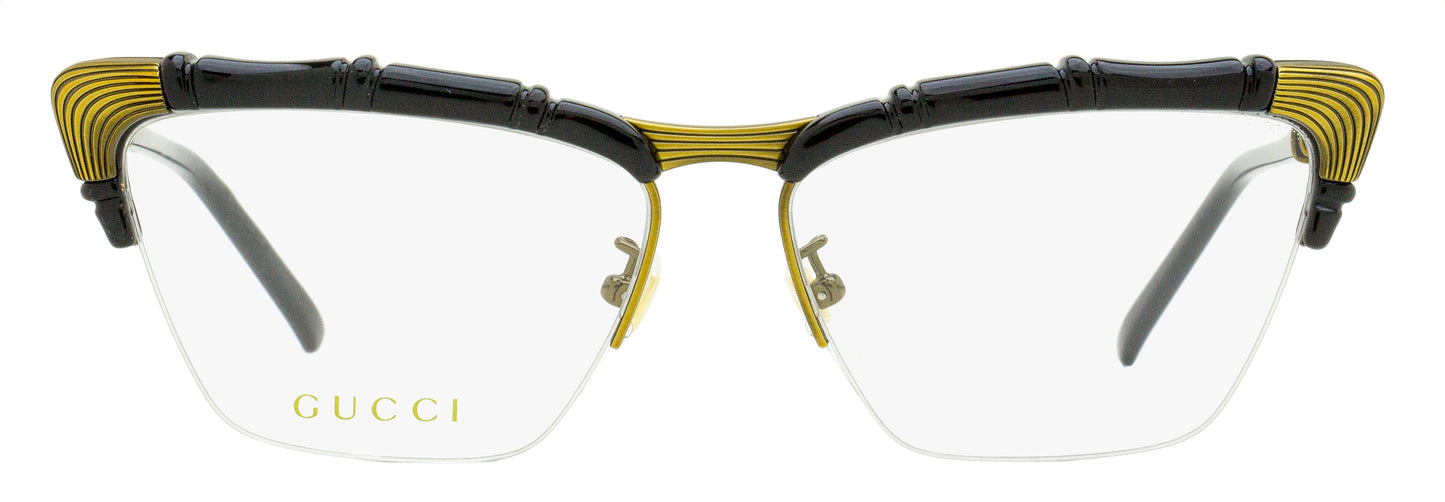 Gucci Bamboo Signature Eyeglasses GG0660O 001 Black/Antique Gold 58mm