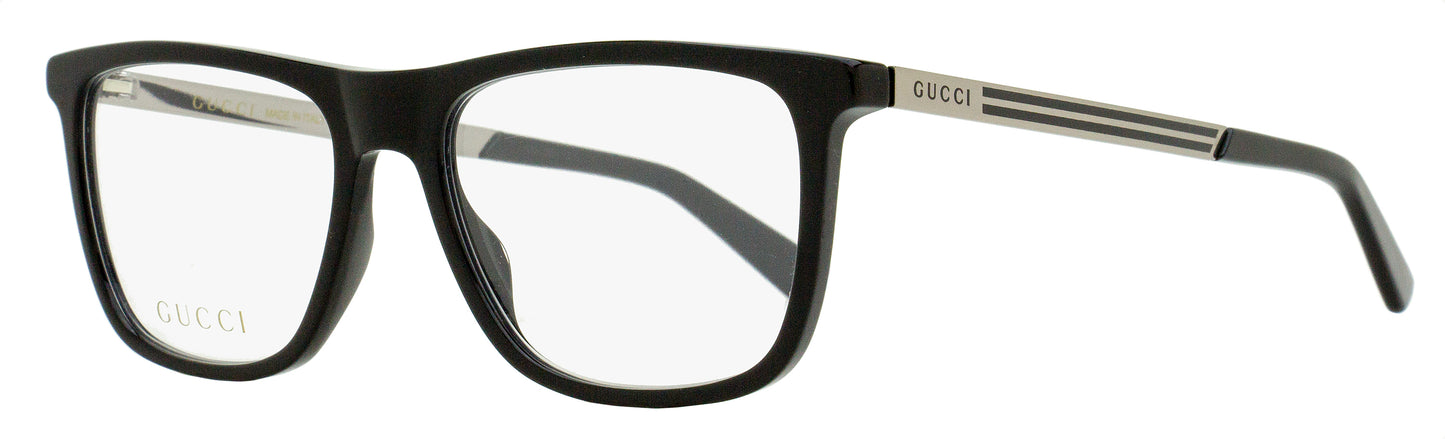 Gucci Classic Rectangular Eyeglasses GG0691O 001 Black/Ruthenium 54mm
