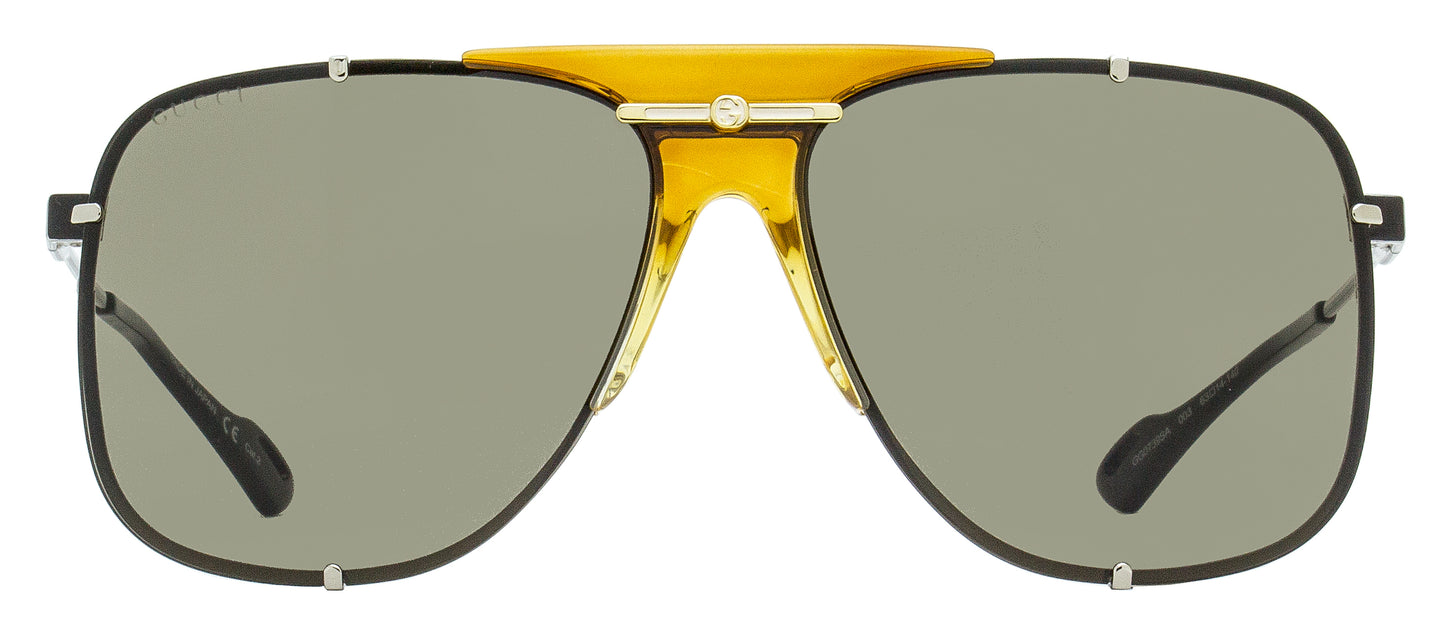 Gucci Navigator Sunglasses GG0739SA 003 Silver/Amber 63mm