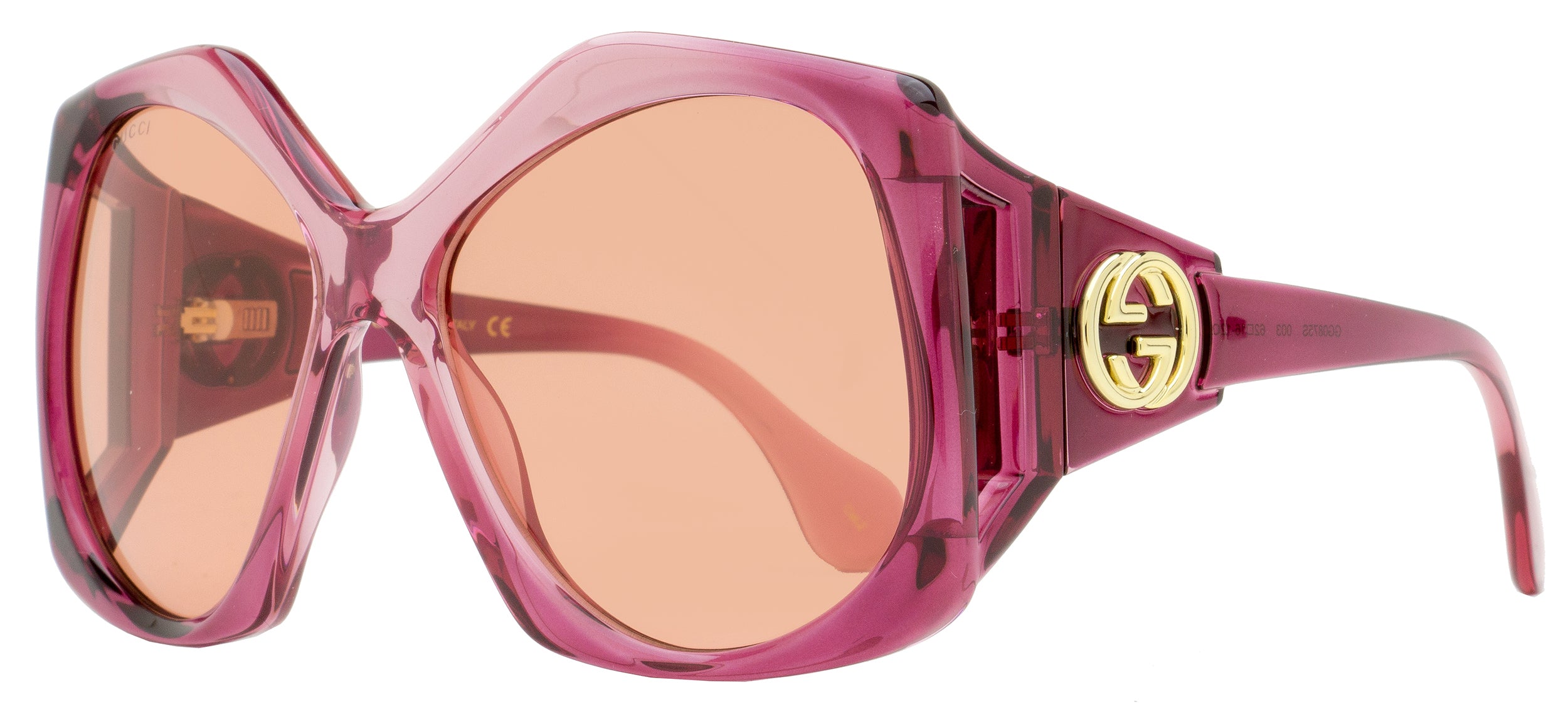 Gucci Butterfly Sunglasses GG0875S 003 Burgundy Gradient Gold 62mm 875 Stepani Style