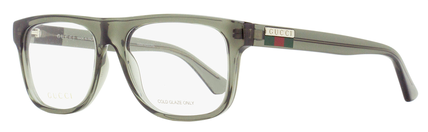 Gucci Flat Browline Eyeglasses GG1117O 003 Transparent Gray 56mm