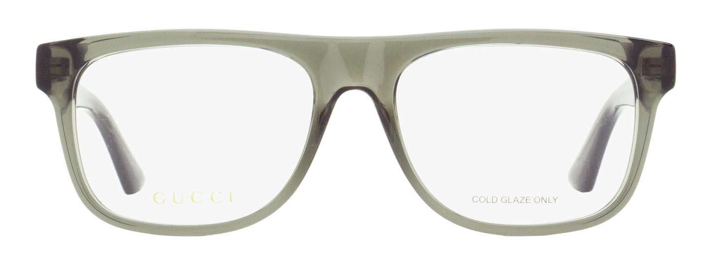 Gucci Flat Browline Eyeglasses GG1117O 003 Transparent Gray 56mm
