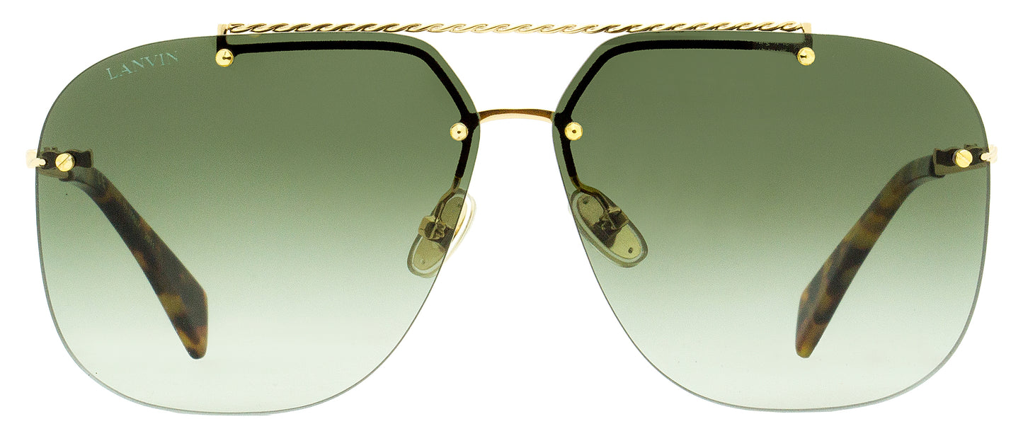 Lanvin Rimless Pilot Sunglasses LNV108S 715 Gold/Tortoise 64mm