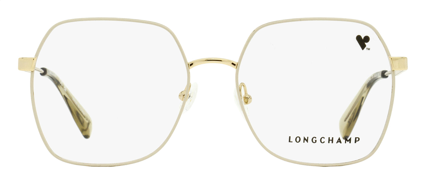 Longchamp LGP Square Eyeglasses LO2148 771 Gold/Ivory 55mm