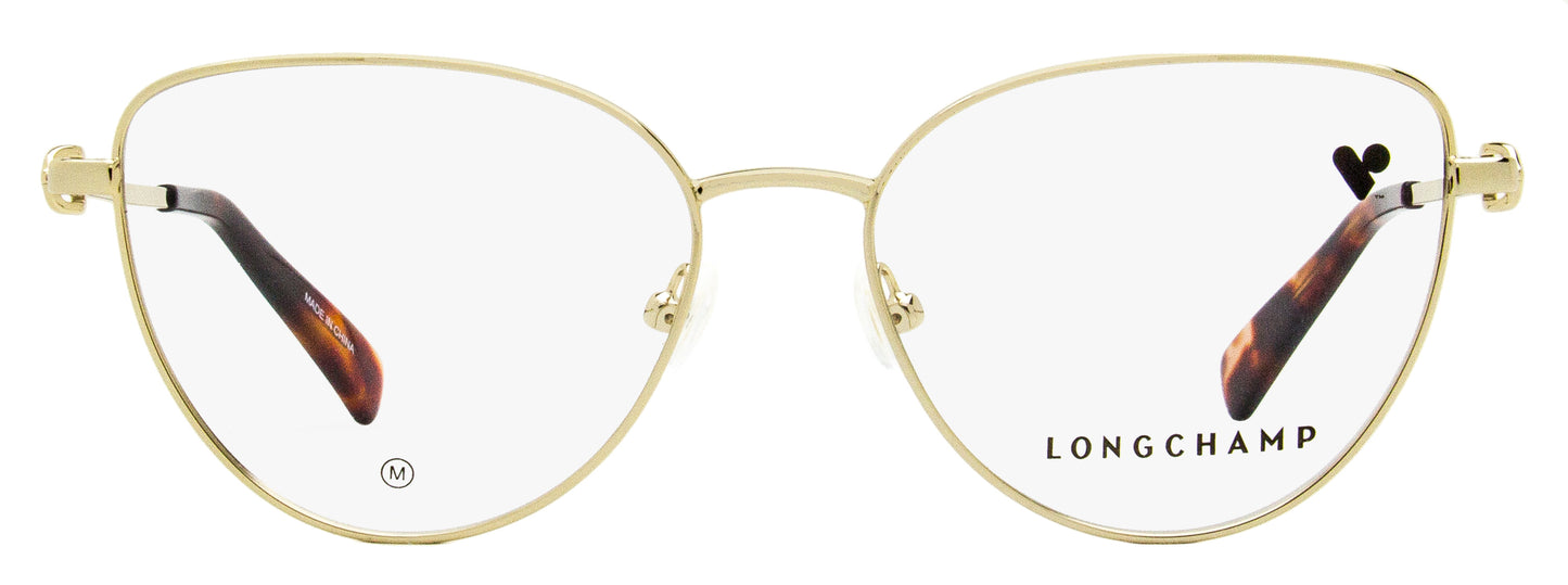 Longchamp Cat Eye Eyeglasses LO2158 714 Gold/Havana 54mm