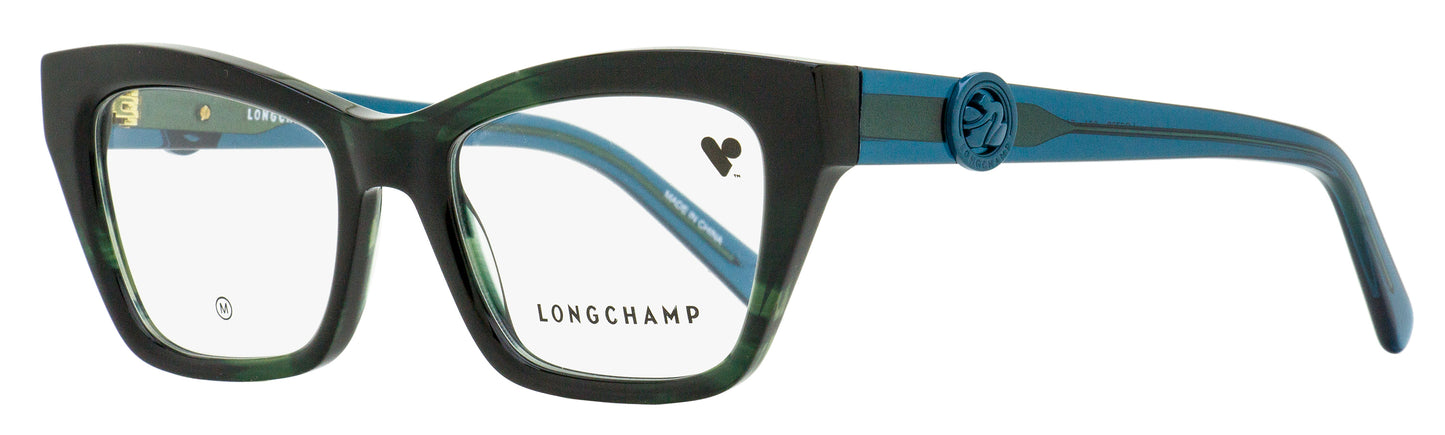 Longchamp Arching Brow Line Eyeglasses LO2762 304 Green Horn/Blue 51mm