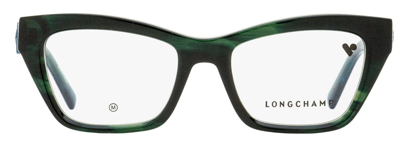 Longchamp Arching Brow Line Eyeglasses LO2762 304 Green Horn/Blue 51mm