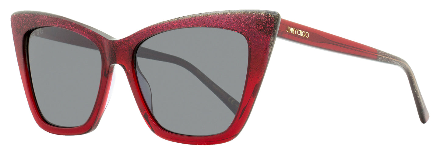 Jimmy Choo Cat Eye Sunglasses Lucine DXLT4 Red Glitter 55mm