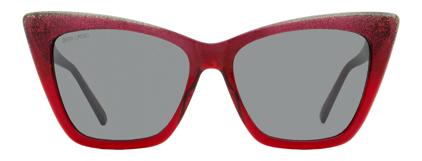 Jimmy Choo Cat Eye Sunglasses Lucine DXLT4 Red Glitter 55mm