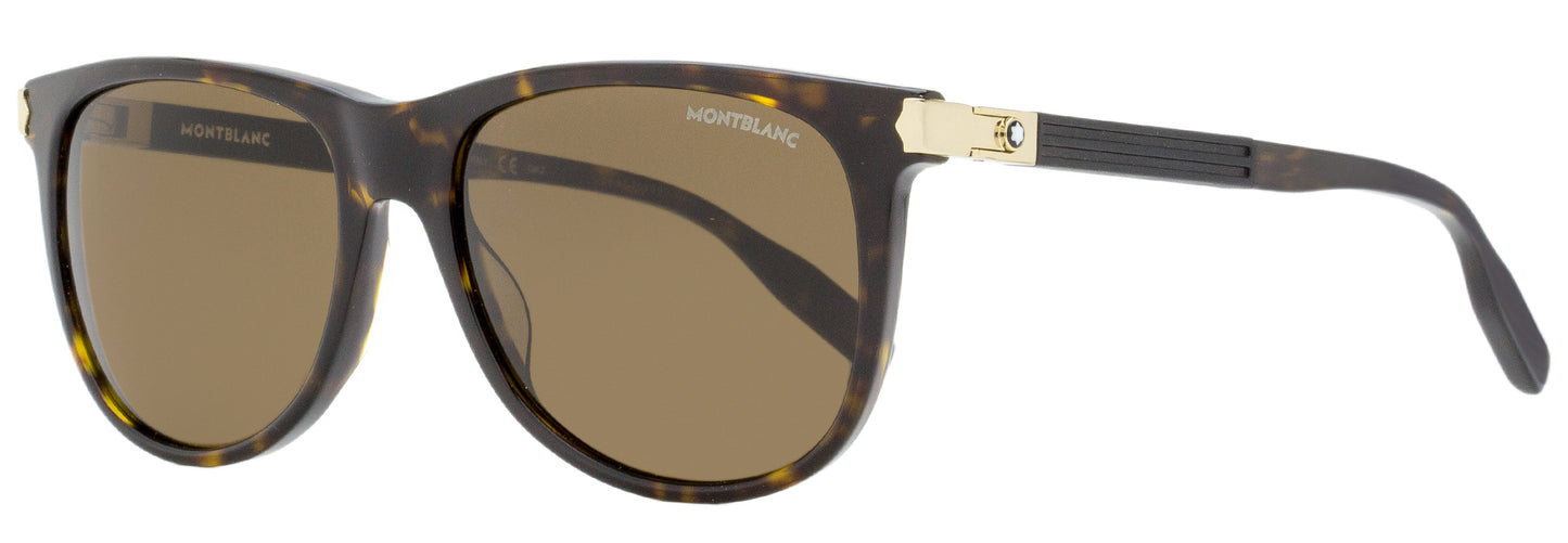 Montblanc Rectangular Sunglasses MB0031S 008 Havana/Gold 57mm 31