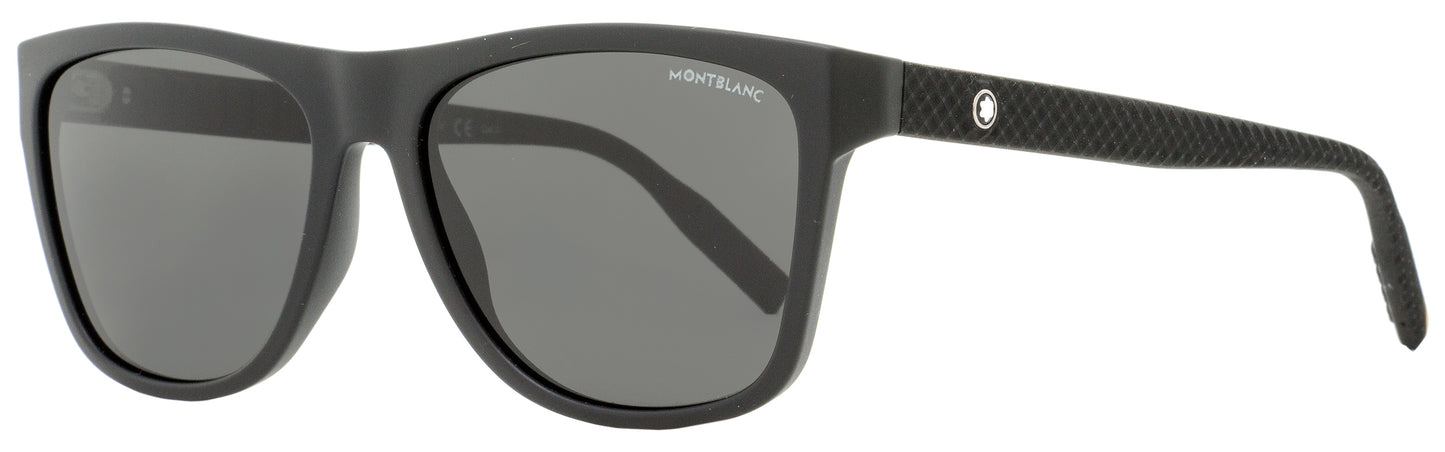 Montblanc Rectangular Sunglasses MB0062S 001 Matte Black 56mm 0062