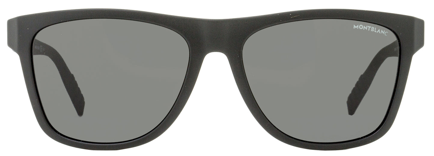 Montblanc Rectangular Sunglasses MB0062S 001 Matte Black 56mm 0062