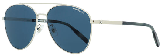 Montblanc Pilot Sunglasses MB0081SK 004 Silver/Blue Havana 61mm 0081