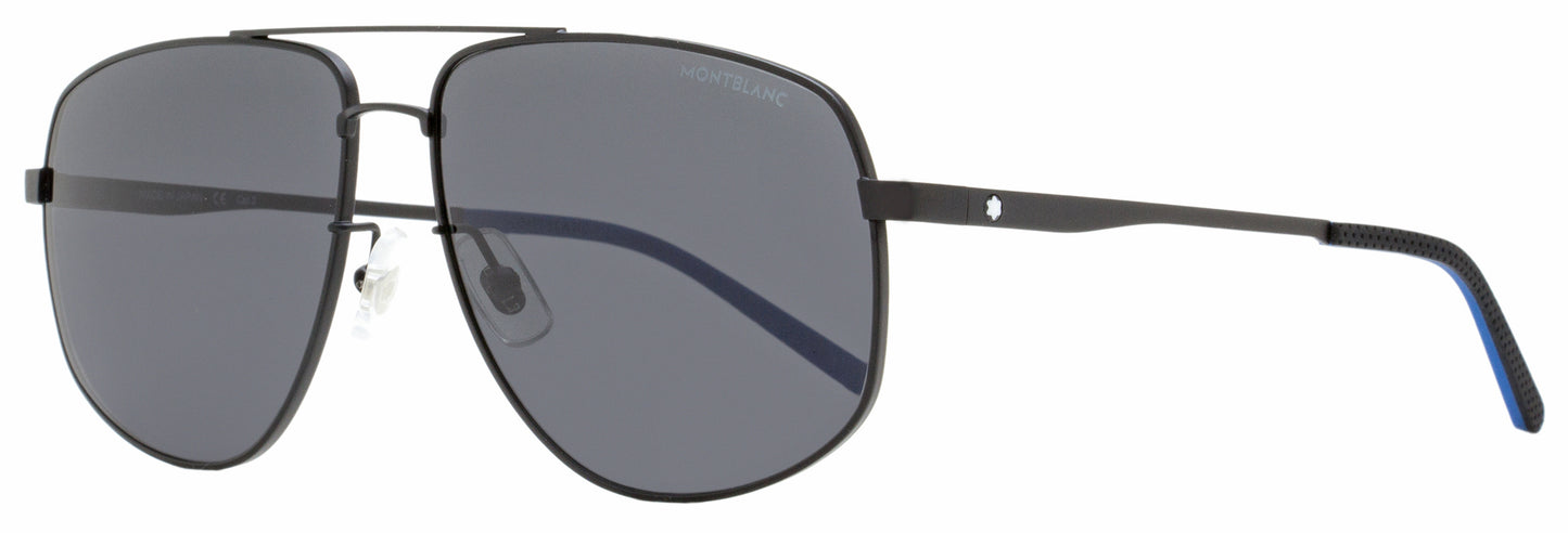 Montblanc Navigator Sunglasses MB0102S 001 Matte Black/Blue 60mm 102