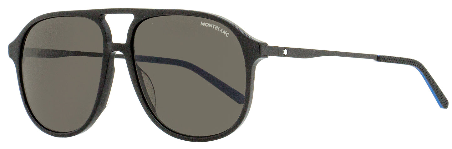 Montblanc Pilot Sunglasses MB0118S 001 Black/Blue 59mm 118