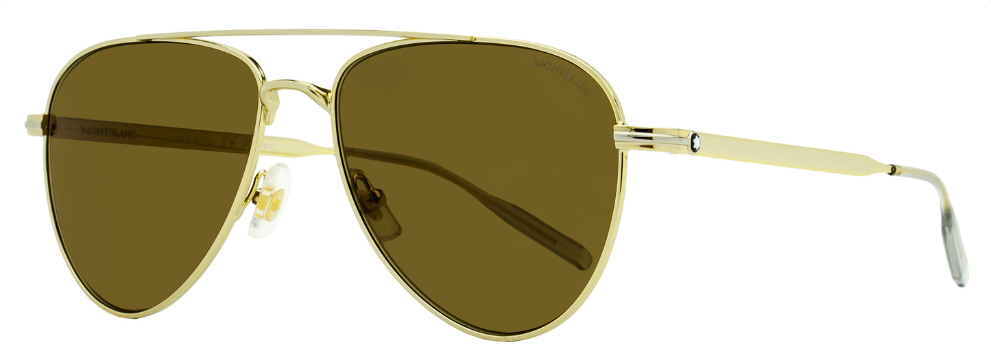 Montblanc Classic Pilot Sunglasses MB0235S 003 Gold 57mm