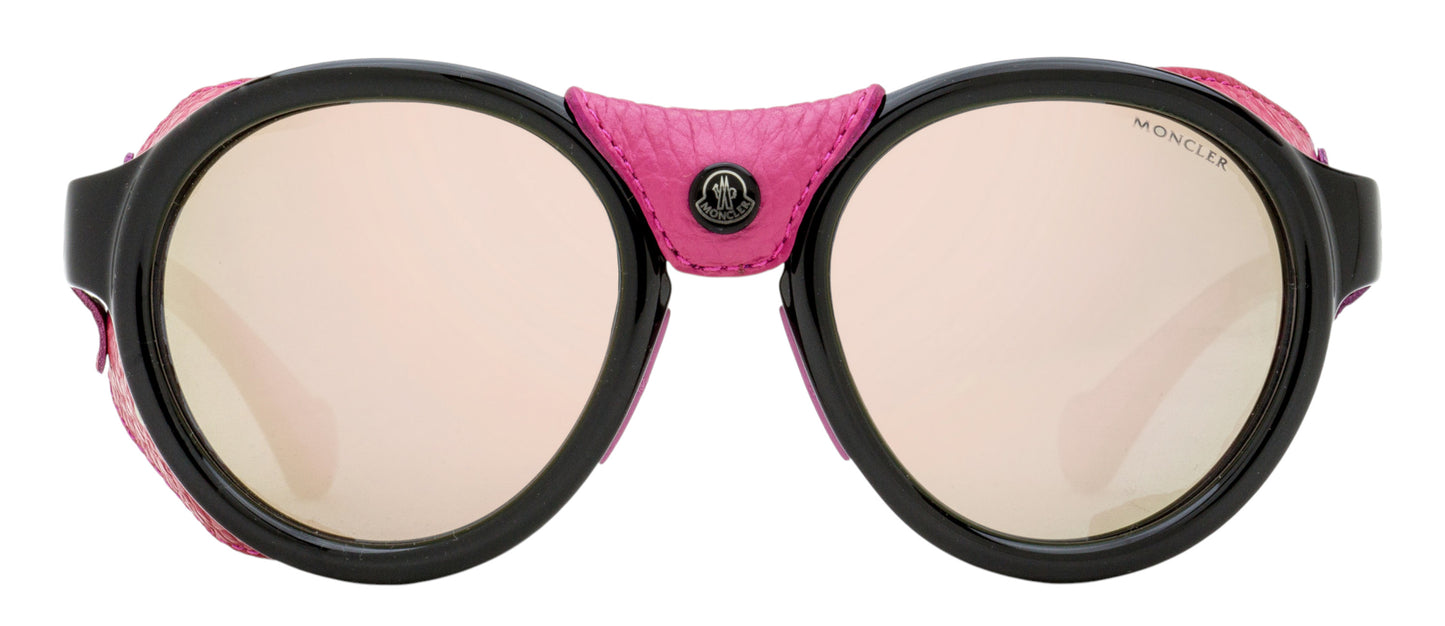 Moncler Leather Blinder Sunglasses ML0046 01C Black/Rose Red 52mm