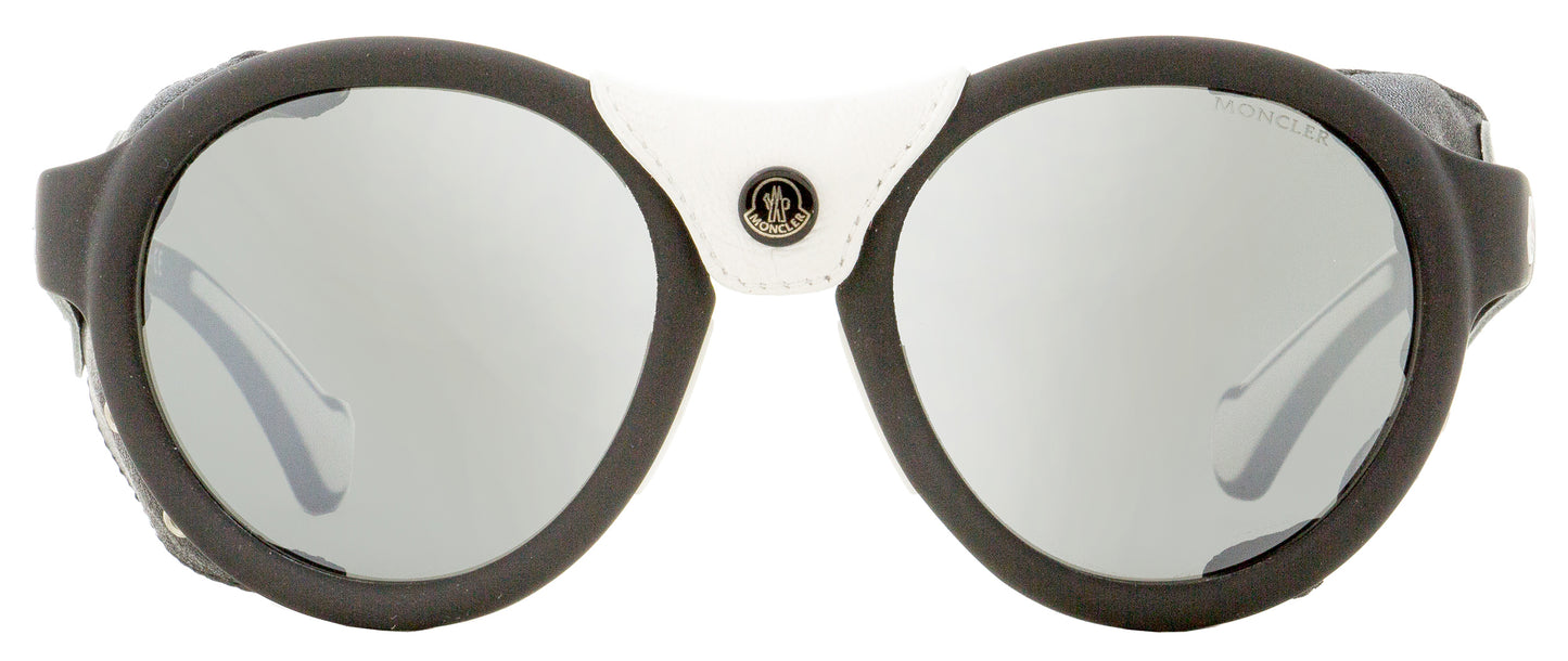 Moncler Leather Trimmed Sunglasses ML0046 02C Matte Black/White 52mm 0046