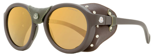 Moncler Leather Trimmed Sunglasses ML0046 49L Matte Brown 52mm 0046