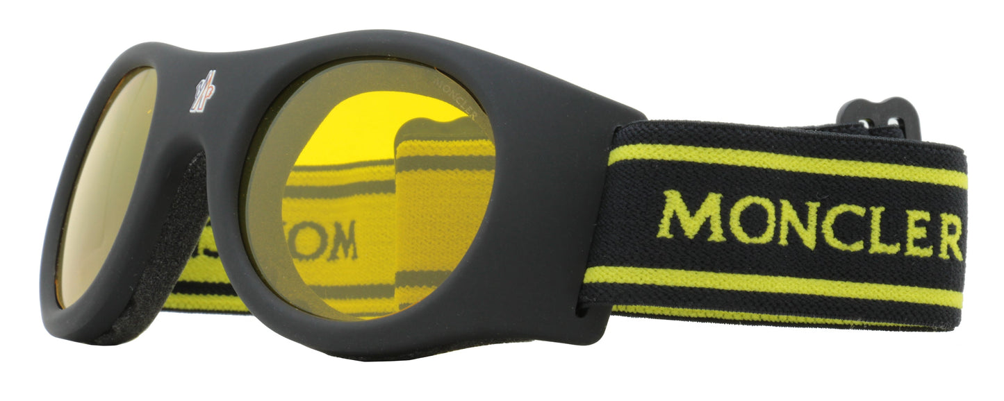 Moncler Logo Band Ski Goggles ML0051 02E Matte Black/Yellow