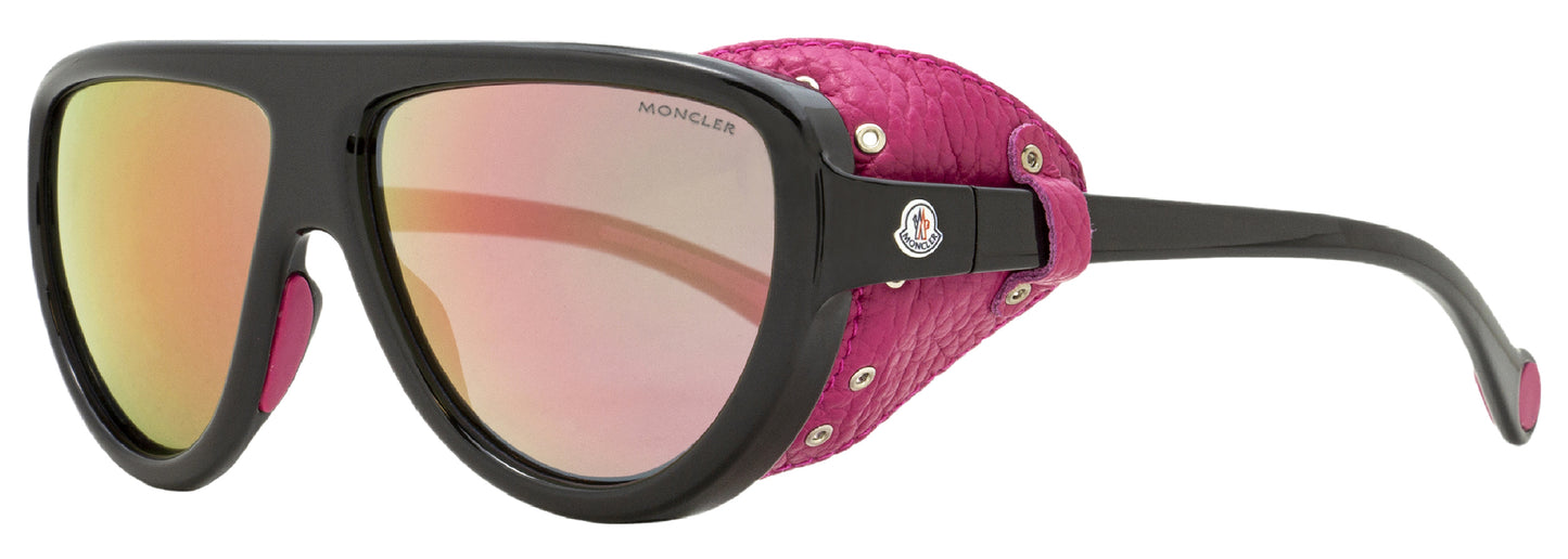 Moncler Shield Sunglasses ML0089 01Z Black/Pink Leather 57mm 0089