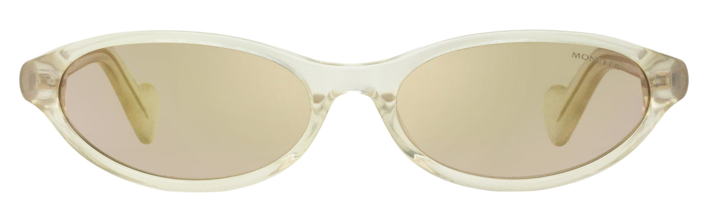 Moncler Elongated Oval Sunglasses ML0117 25G Clear Ivory 58mm