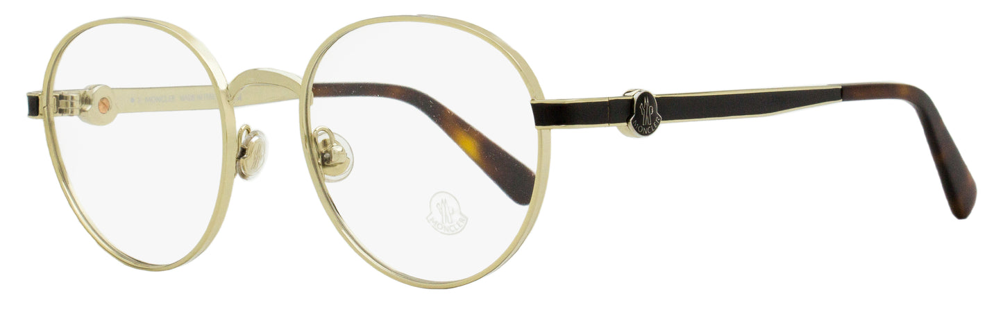 Moncler Round Eyeglasses ML5179 032 Light Gold/Havana 51mm