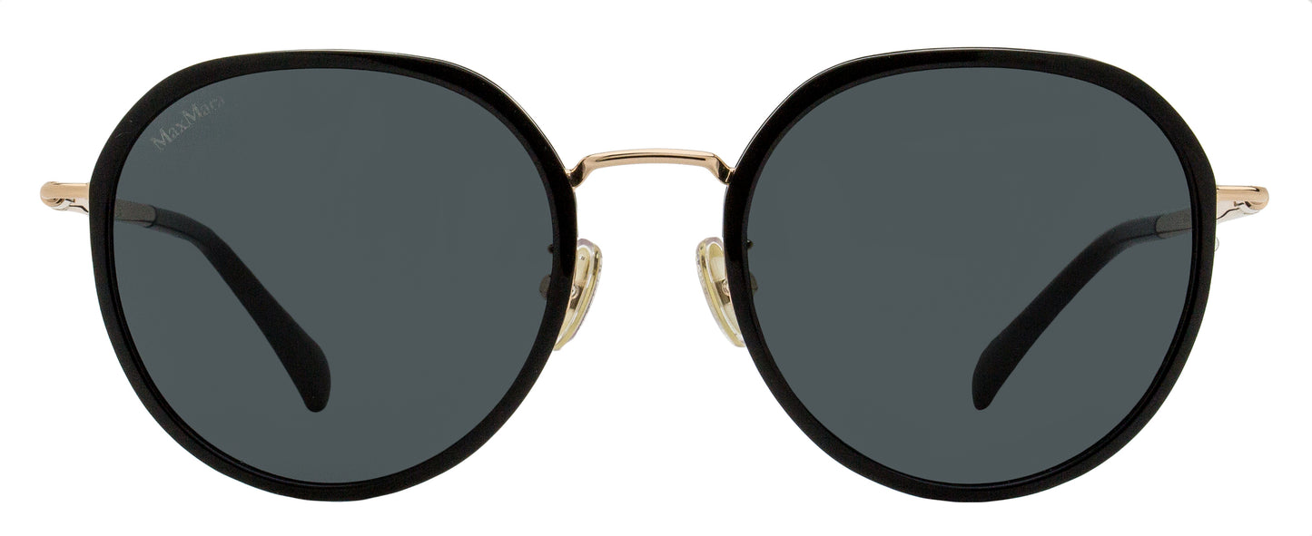 Max Mara Oval Alt Fit Sunglasses MM0109-K 01A Black/Gold 54mm