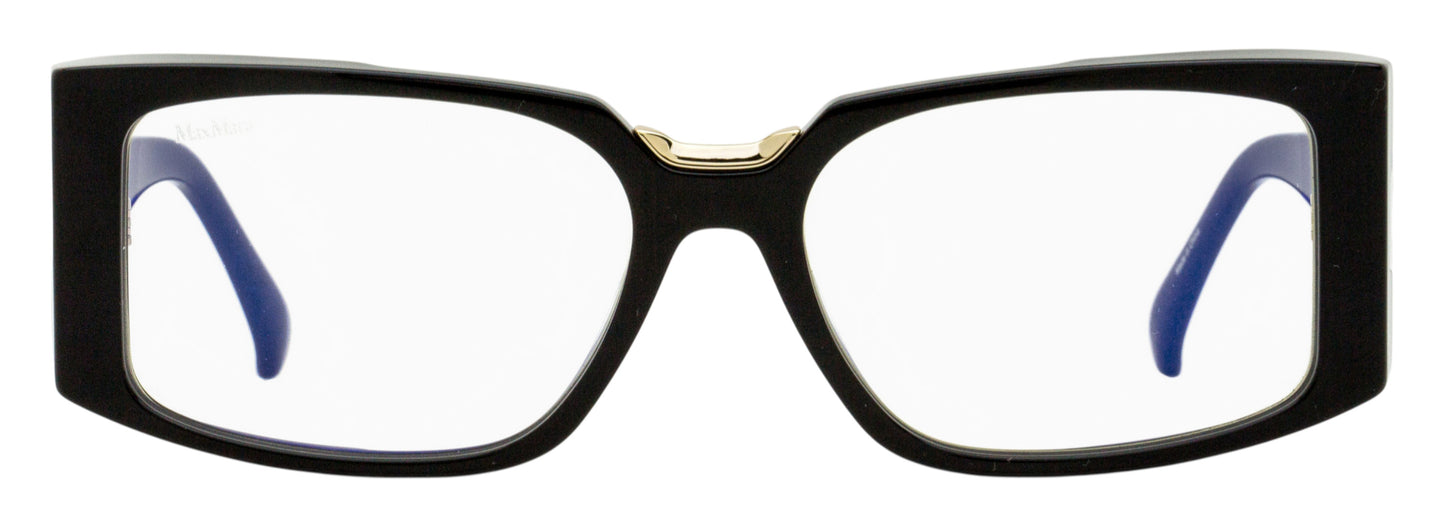 Max Mara Rectangular Blue Block Eyeglasses MM5157-B 001 Black/Gold 54mm