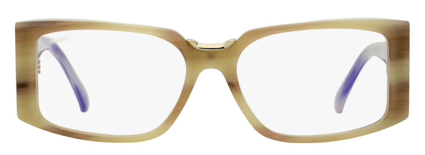 Max Mara Rectangular Blue Block Eyeglasses MM5157-B 060 Beige Horn 54mm